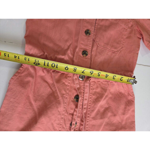 Madewell Wide Leg Crop Button-Front Utility Coveralls Jumpsuit Size 0 Coral - Picture 5 of 9